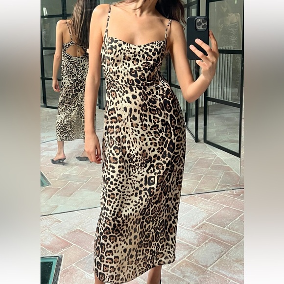 ZARA ANIMAL PRINT MIDI DRESS - Picture 2 of 8